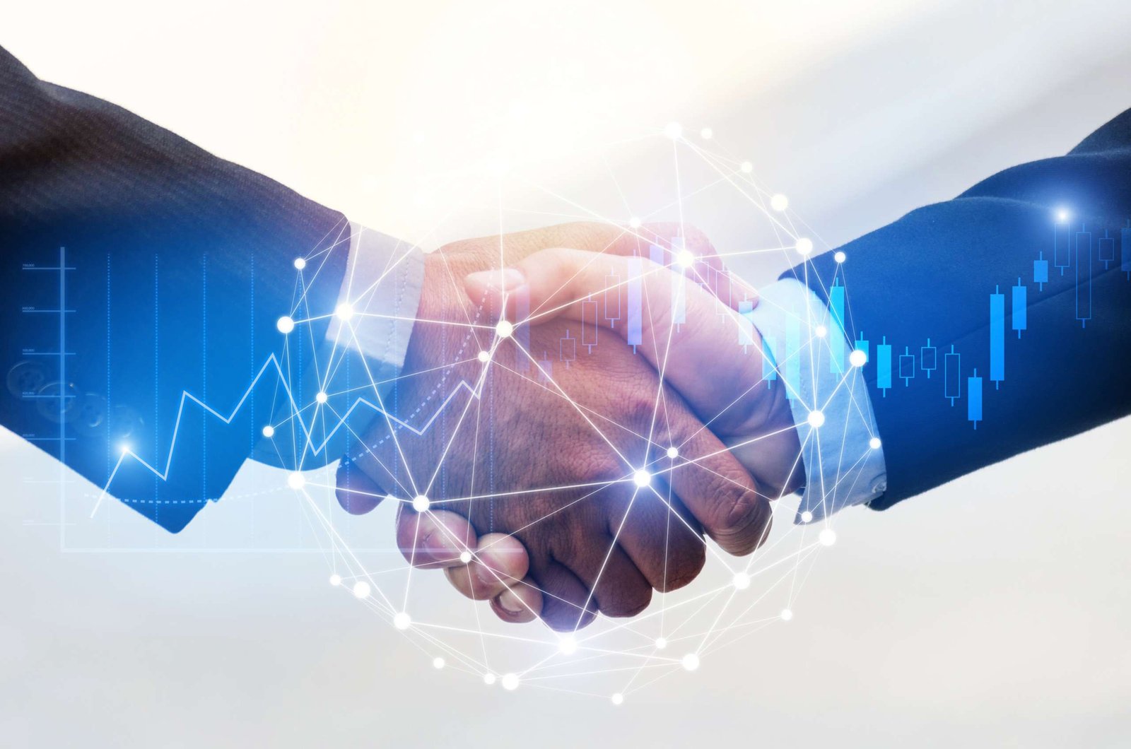 Business men shaking hands to show connection