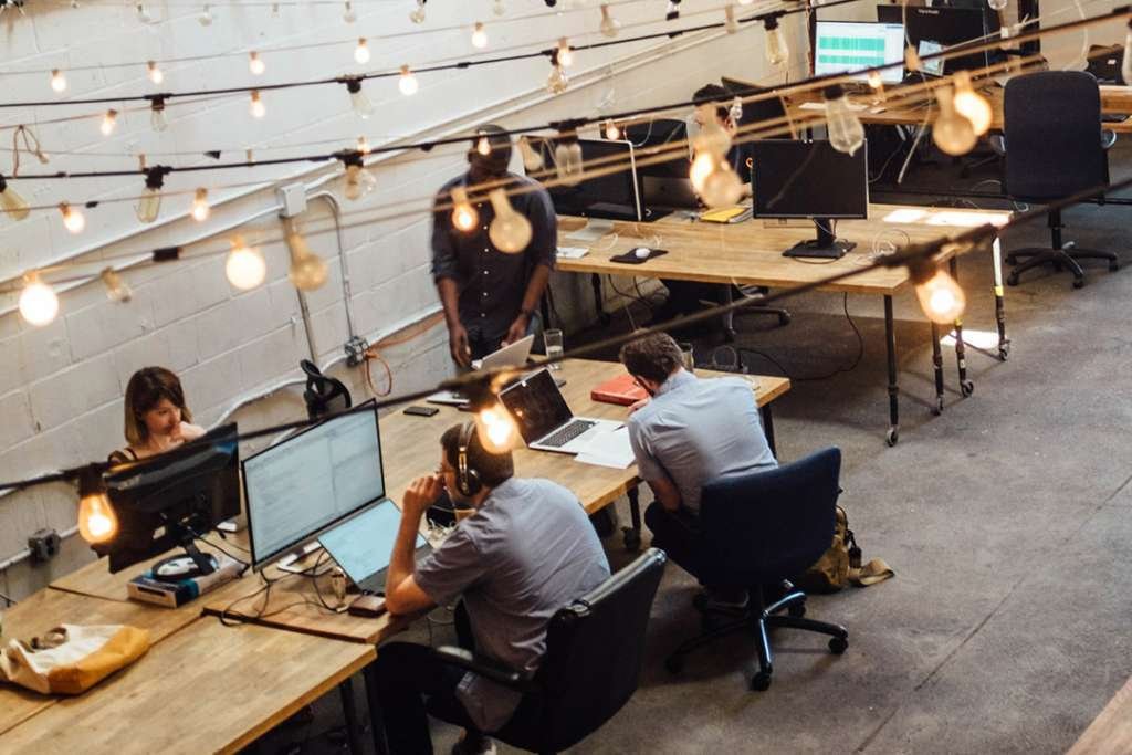 Creative commercial office space with employees working