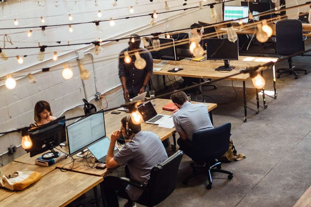 Creative commercial office space with employees working