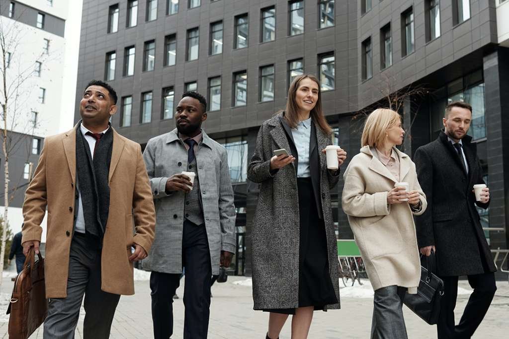 Commercial property management team walking
